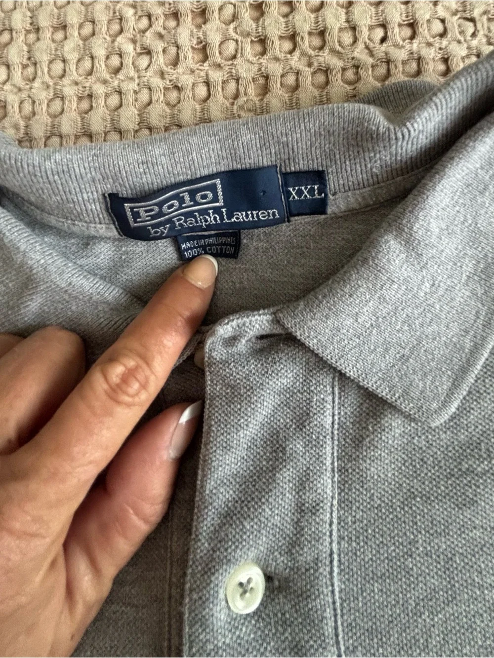 Vintage Polo by Ralph Lauren Men's Gray Polo Shirt